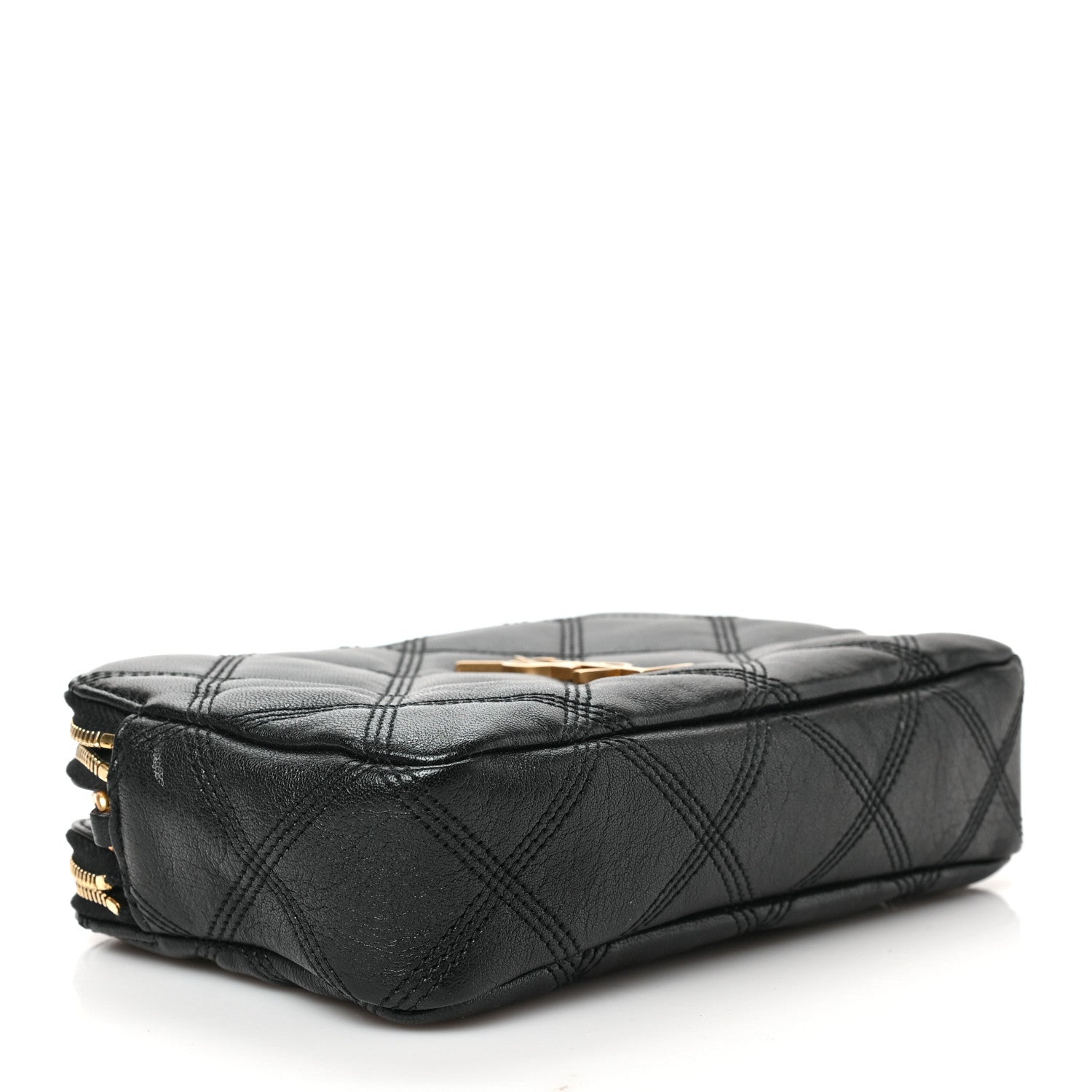 Saint Laurent Grained Lambskin Quilted Mini Becky Double Zip Bag Black 4 of 8