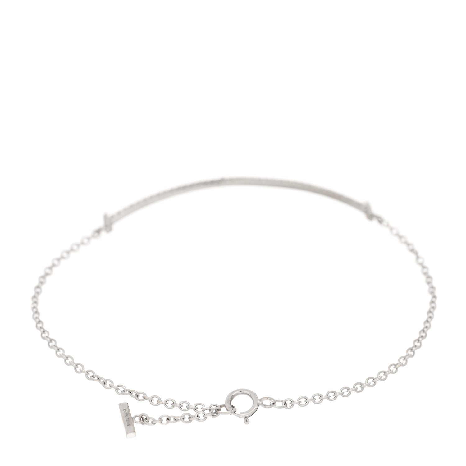 Tiffany 18K White Gold Diamond T Smile Bracelet 2 of 4