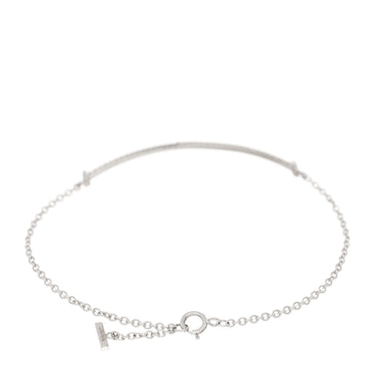 Tiffany 18K White Gold Diamond T Smile Bracelet 2 of 4