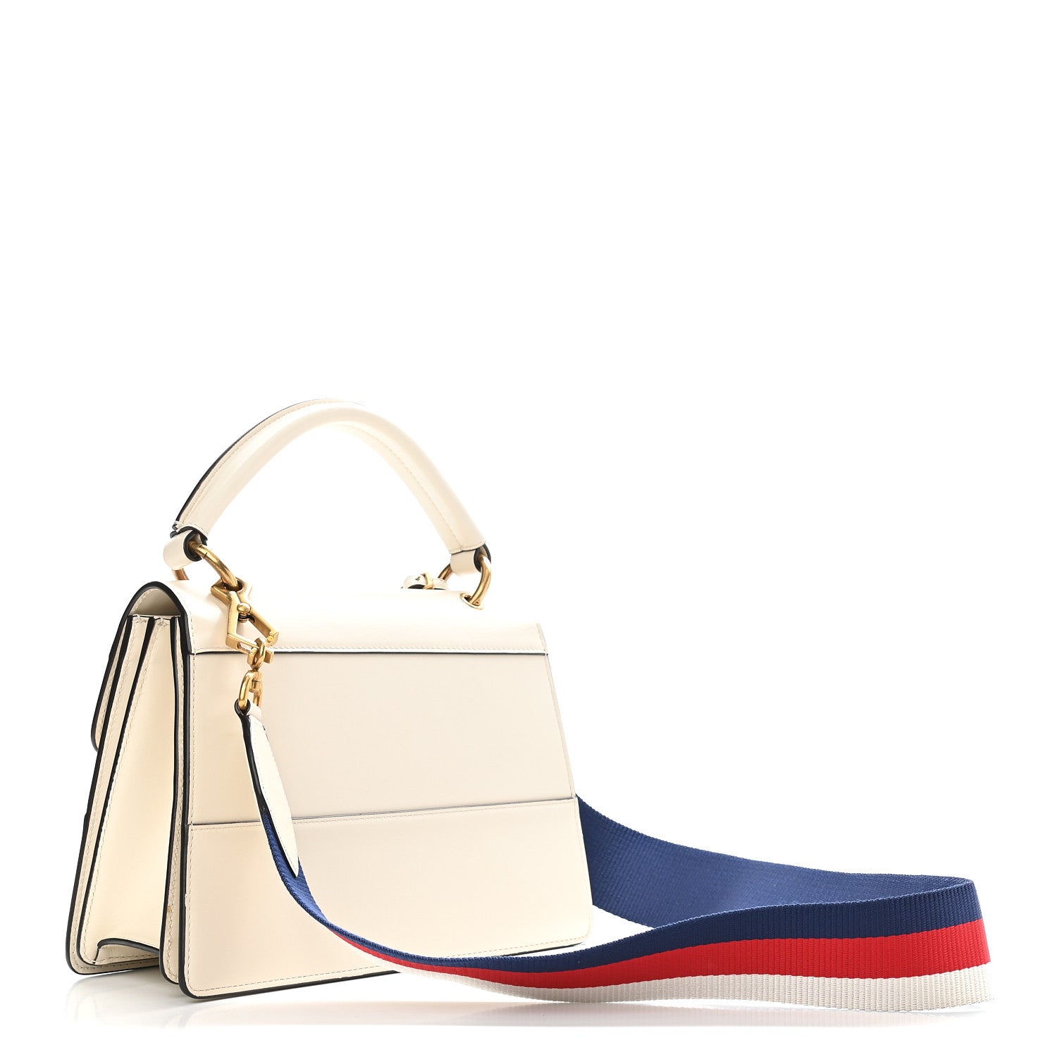 Gucci Calfskin Sylvie Web Small Queen Margaret Top Handle Bag White 3 of 9