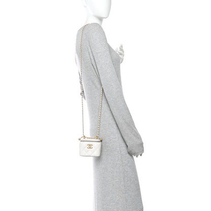 Chanel Calfskin Quilted Mini Perfect Fit Vanity Case With Chain White 2 of 10