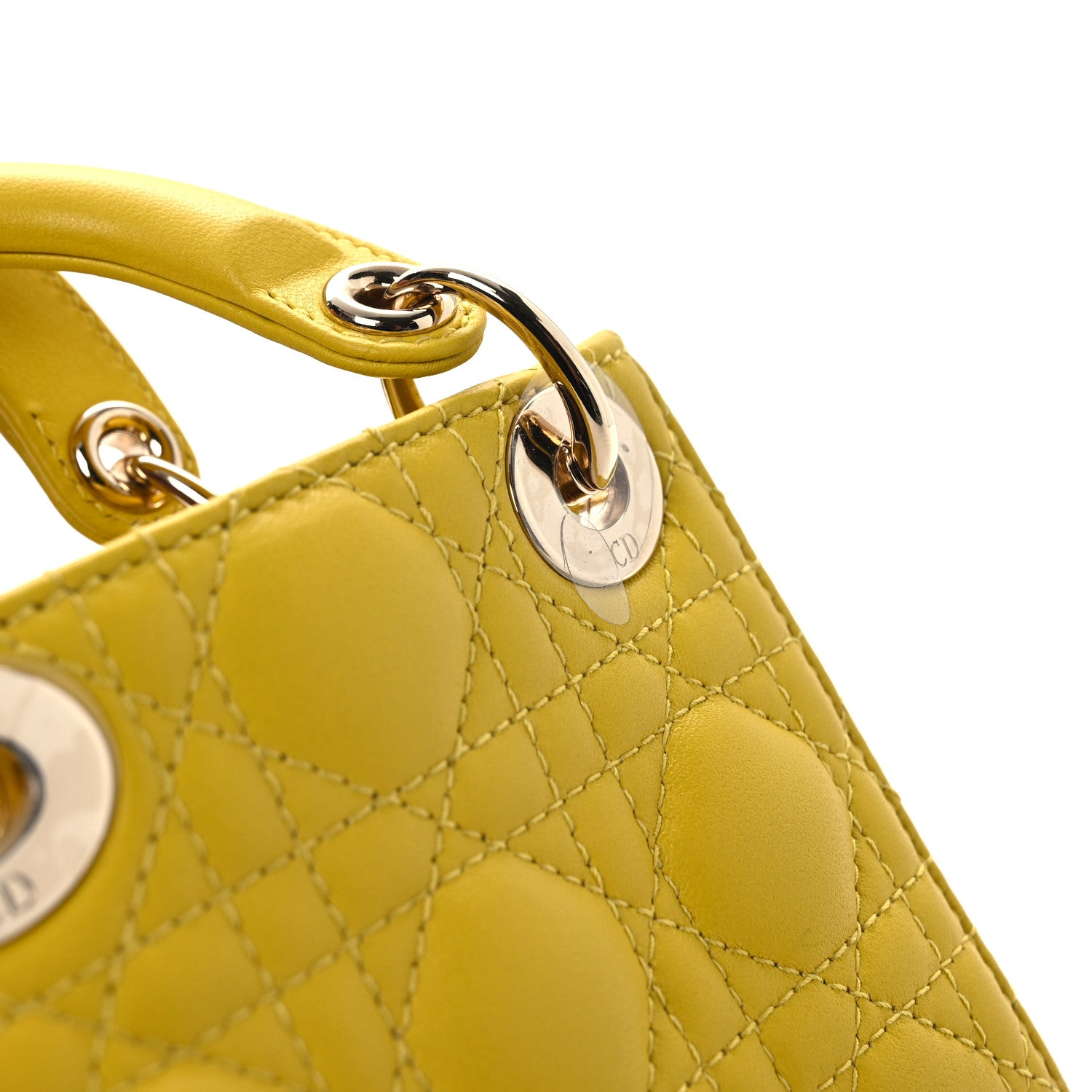 Christian Dior Lambskin Cannage Micro Lady Dior Yellow 11 of 11