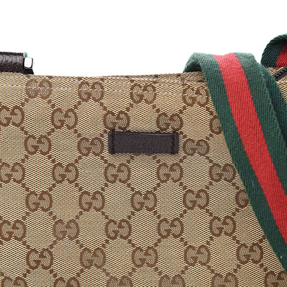 Gucci Monogram Web Medium Flat Messenger Bag Brown 10 of 12