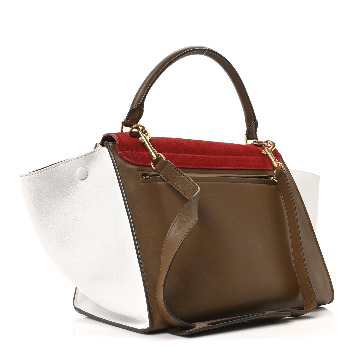 Celine Smooth Calfskin Suede Medium Tri-Color Trapeze Vermillion 3 of 9