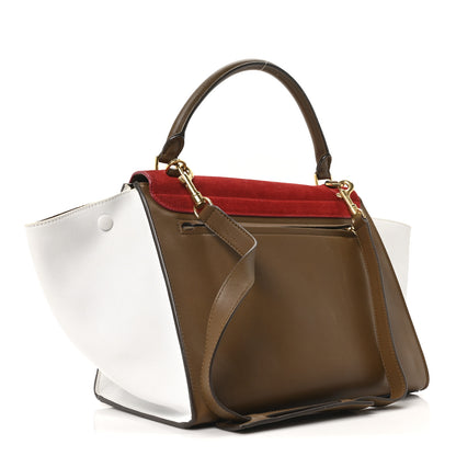 Celine Smooth Calfskin Suede Medium Tri-Color Trapeze Vermillion 3 of 9
