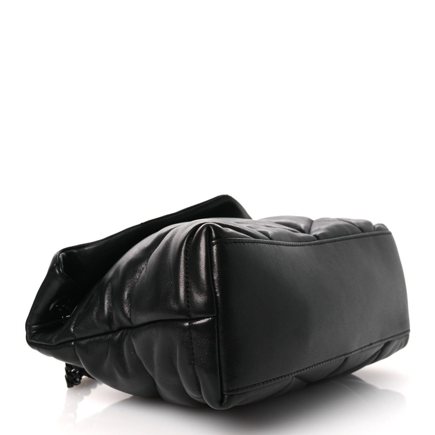 Saint Laurent Lambskin Quilted Toy Loulou Puffer Monogram Monochrome Chain Satchel Black 7 of 23