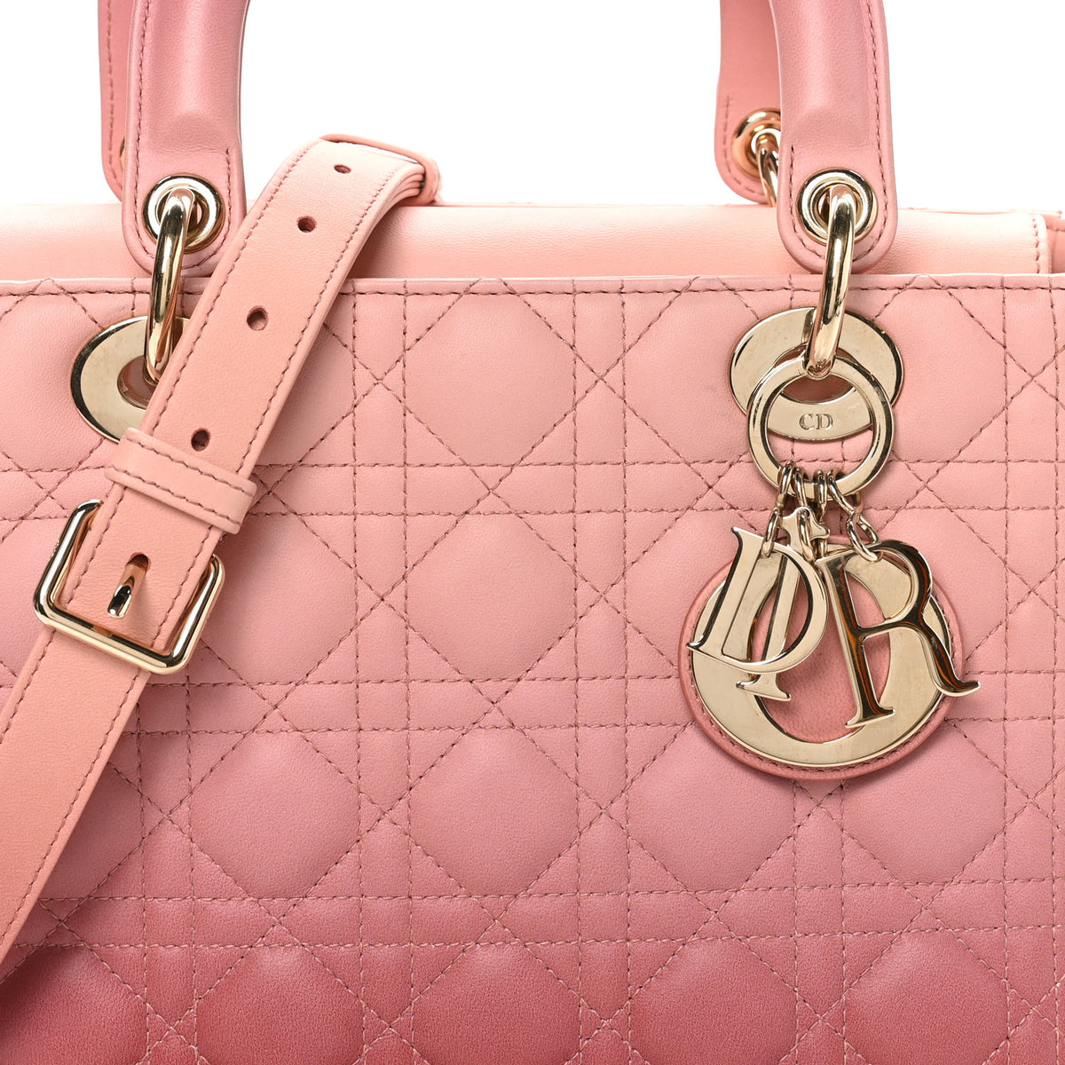 Christian Dior Lambskin Cannage Gradient Medium Lady Dior Pink 8 of 10