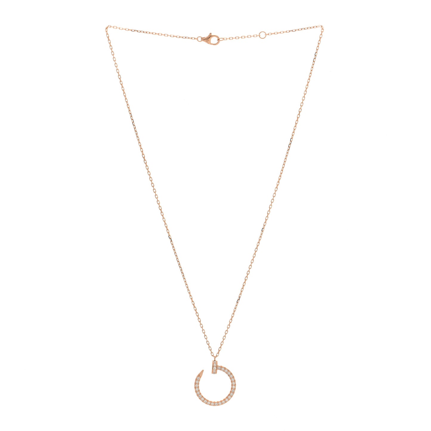18K Pink Gold Diamond Juste Un Clou Paved Pendant Necklace