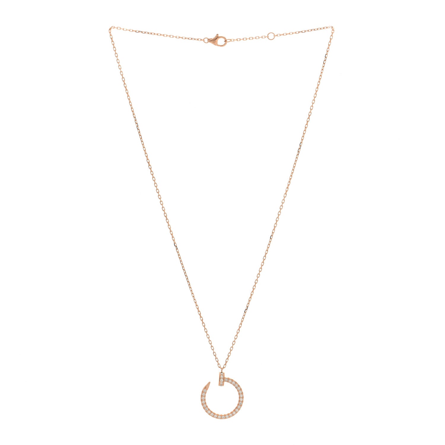 Cartier 18K Pink Gold Diamond Juste Un Clou Paved Pendant Necklace 3 of 4