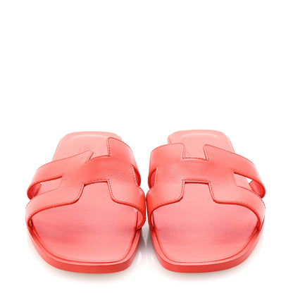 Hermes Box Calfskin Oran Sandals 39 Rouge Jaipur 3 of 9