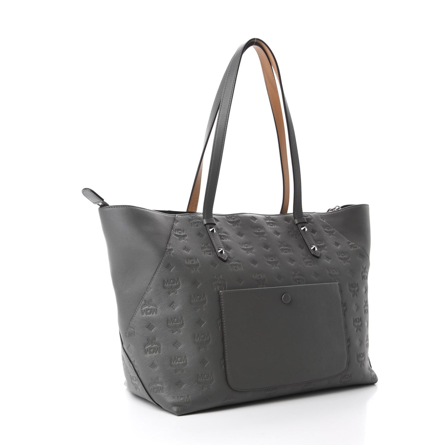 Calfskin Ottomar Monogram Medium Klara Top Zip Tote Charcoal