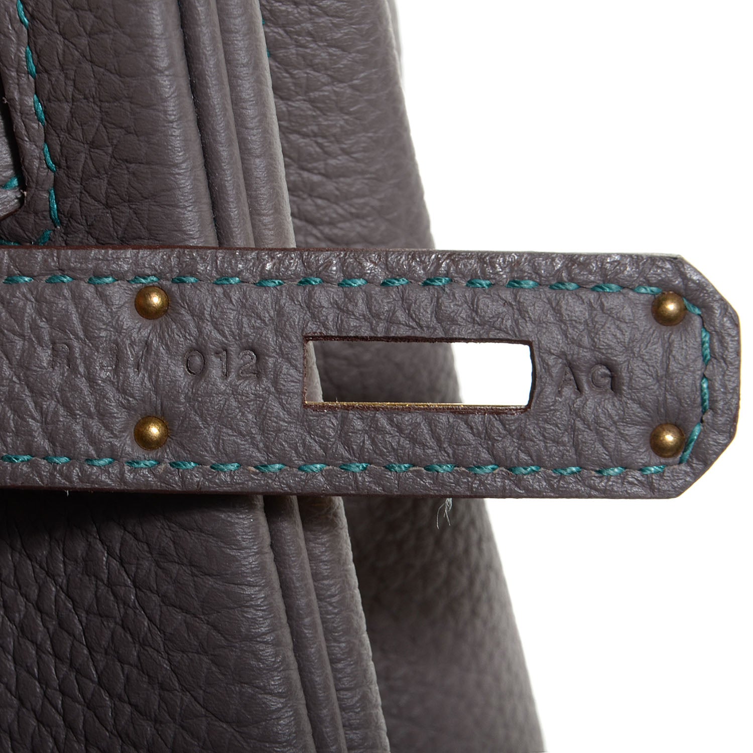 Hermes Togo Horseshoe Birkin 35 Etain Bleu Paon 8 of 26