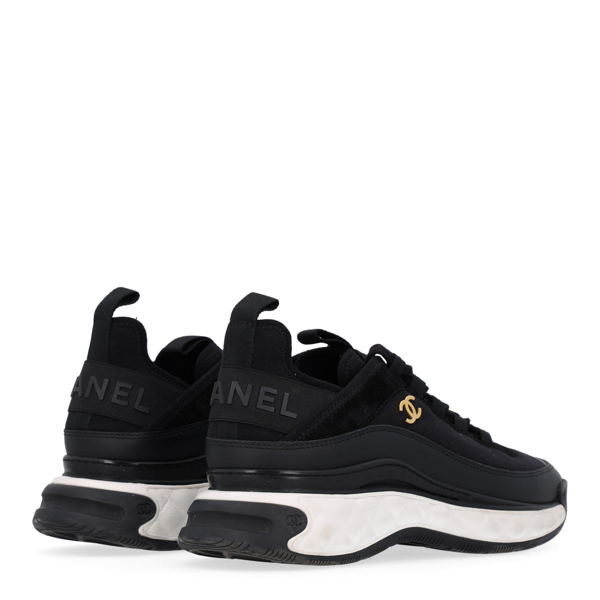 Chanel Velvet Calfskin Mixed Fibers CC Sneakers 39 Black 5 of 10