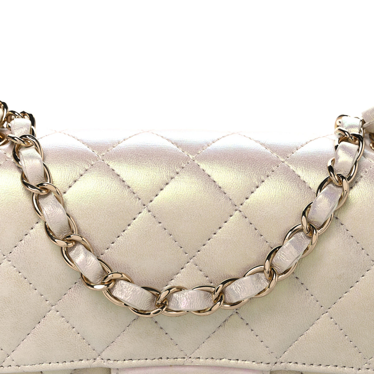 Chanel Iridescent Lambskin Quilted Mini Rectangular Flap Ivory 8 of 11