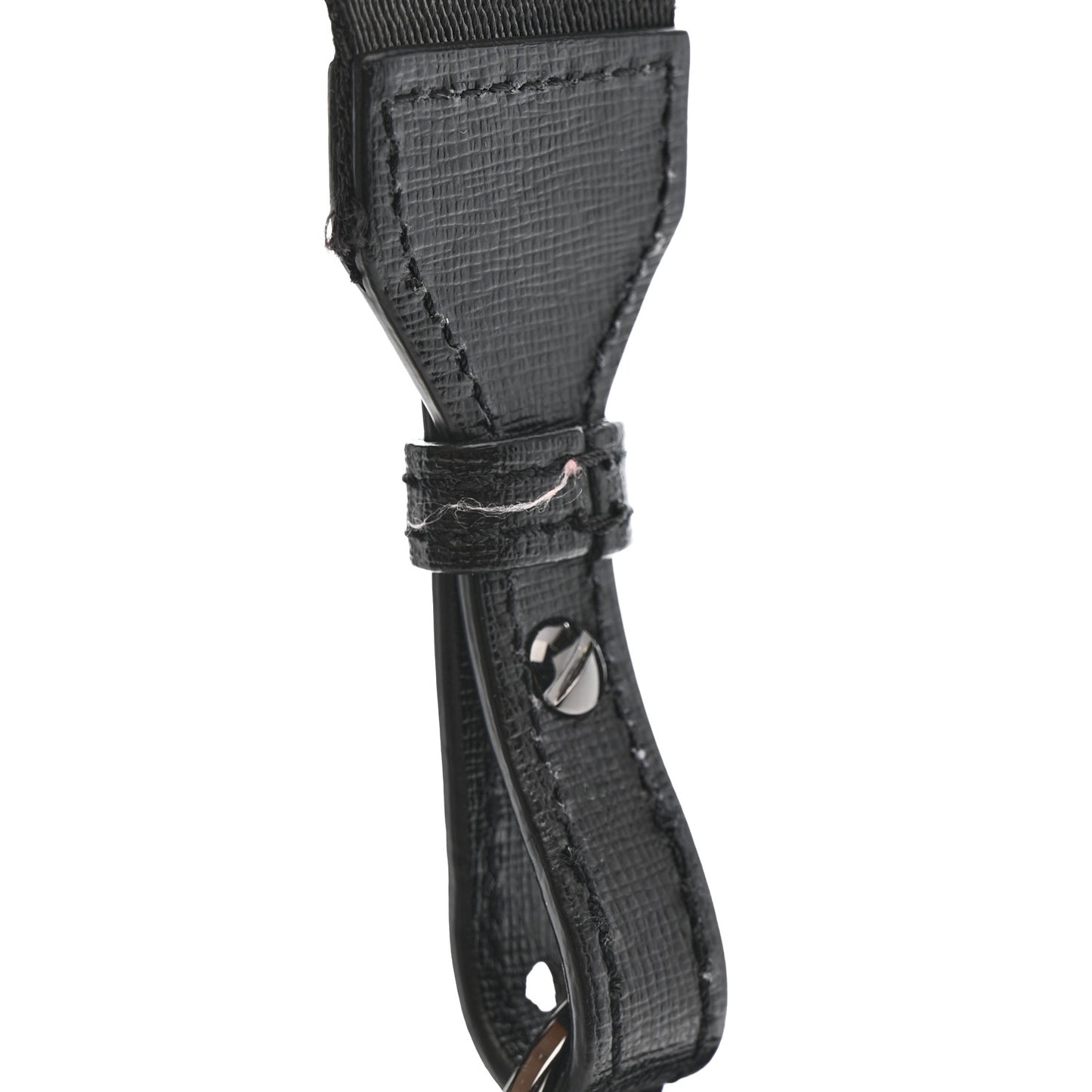 Saffiano Striped Mini Diag Binder Clip Bag Black White