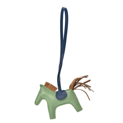 Hermes Milo Lambskin Grigri Rodeo Horse Bag Charm PM Vert Criquet Sesame Bleu de Malte 1 of 4