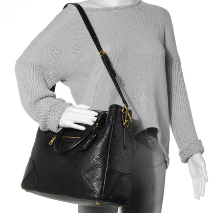 Prada Deerskin Zipper Detail Tote Black 2 of 9