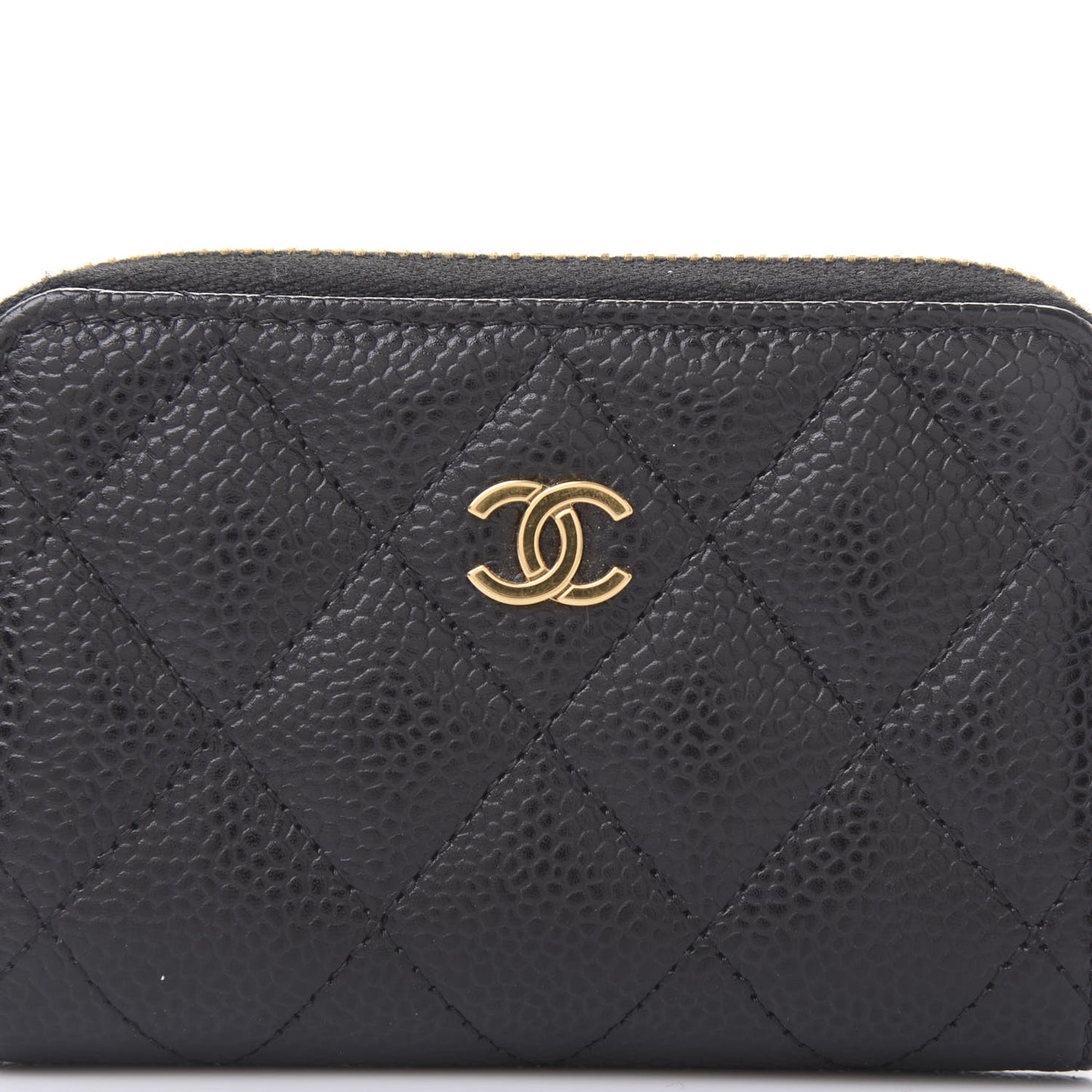 Caviar Quilted Zip Coin Purse Black