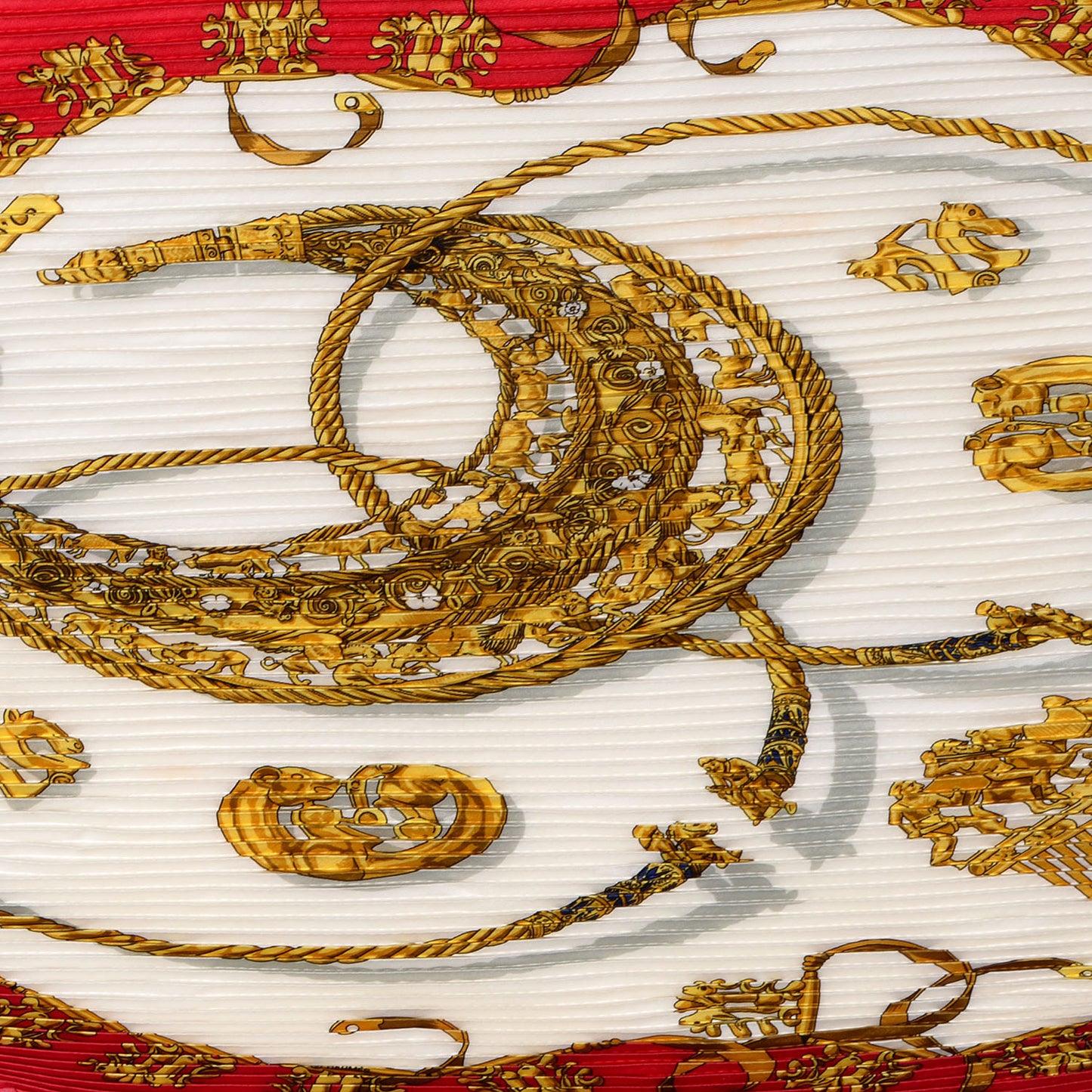 Silk Plisse Les Cavaliers D'Or Scarf 90