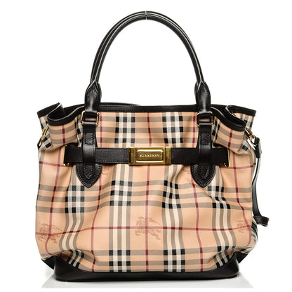 Burberry Haymarket Check Medium Golderton Tote Chocolate 1 of 7