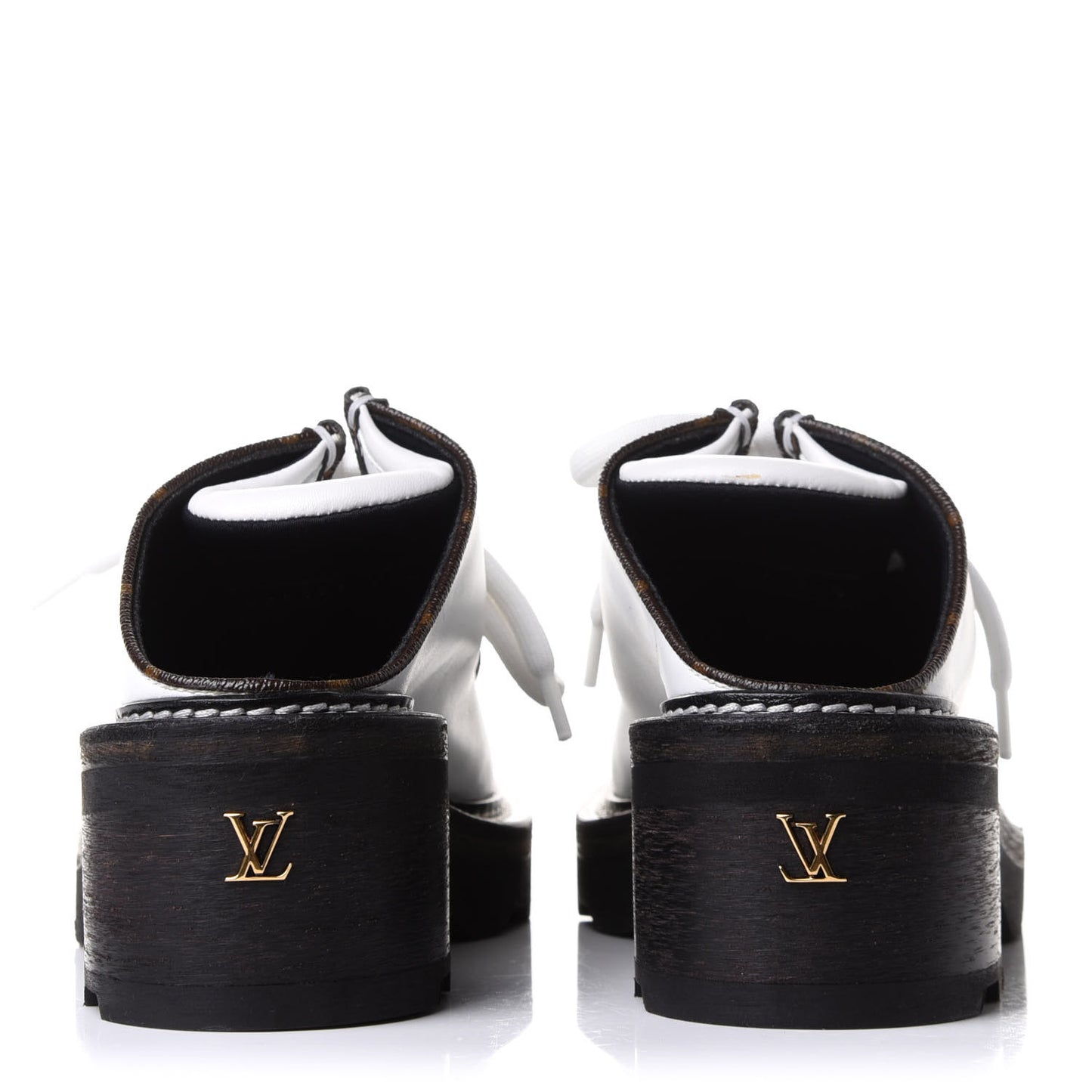 Calfskin Monogram Beaubourg Open Back Platform Derby Shoes 36.5 White