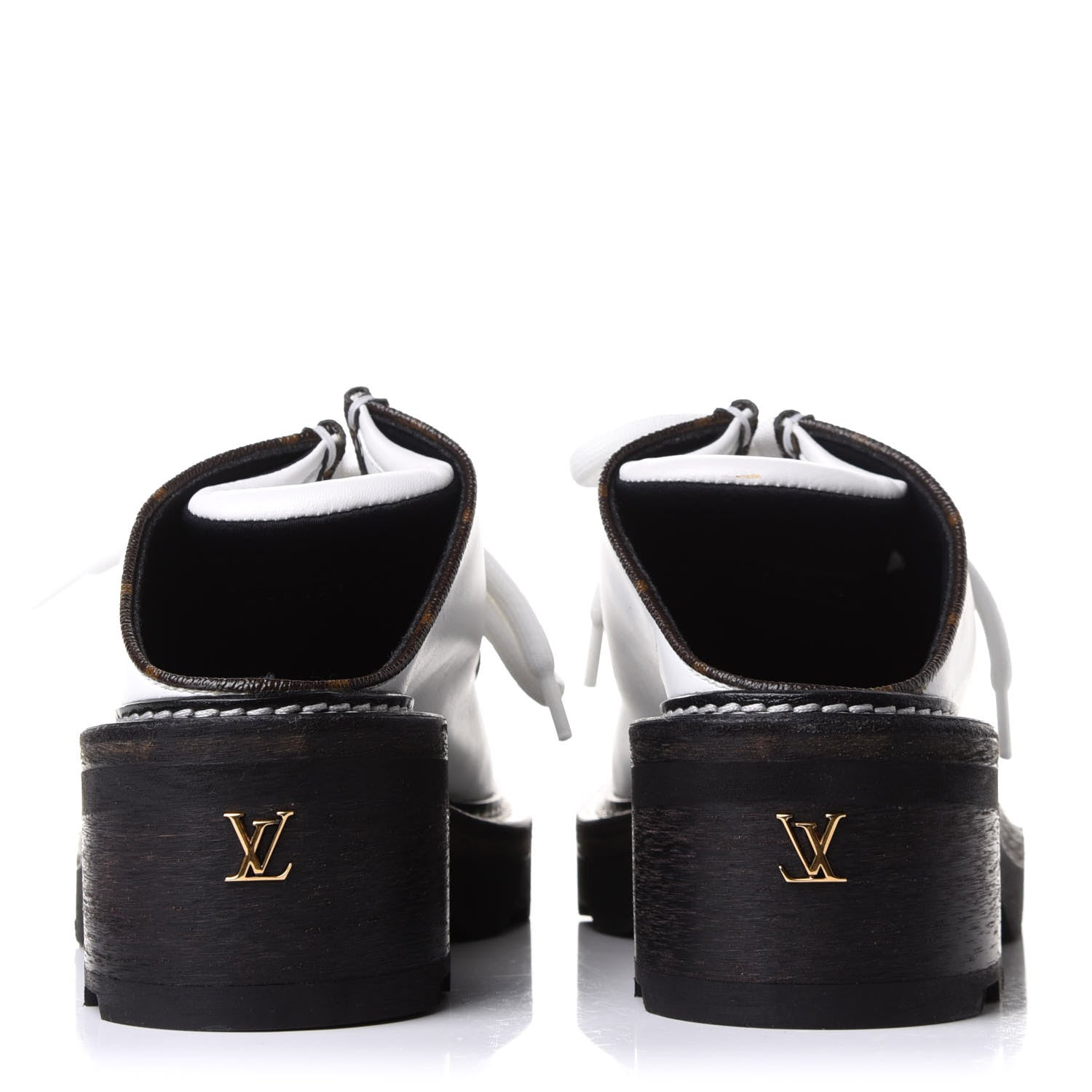 Louis Vuitton Calfskin Monogram Beaubourg Open Back Platform Derby Shoes 36.5 White 5 of 9