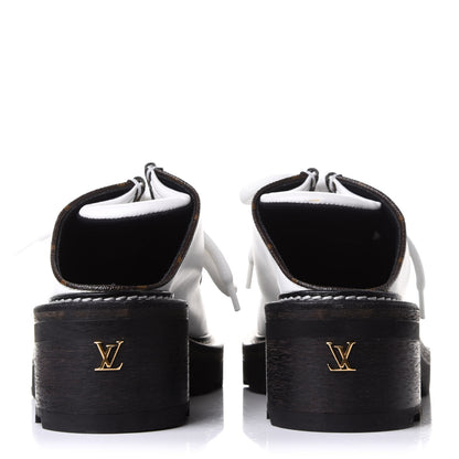 Louis Vuitton Calfskin Monogram Beaubourg Open Back Platform Derby Shoes 36.5 White 5 of 9