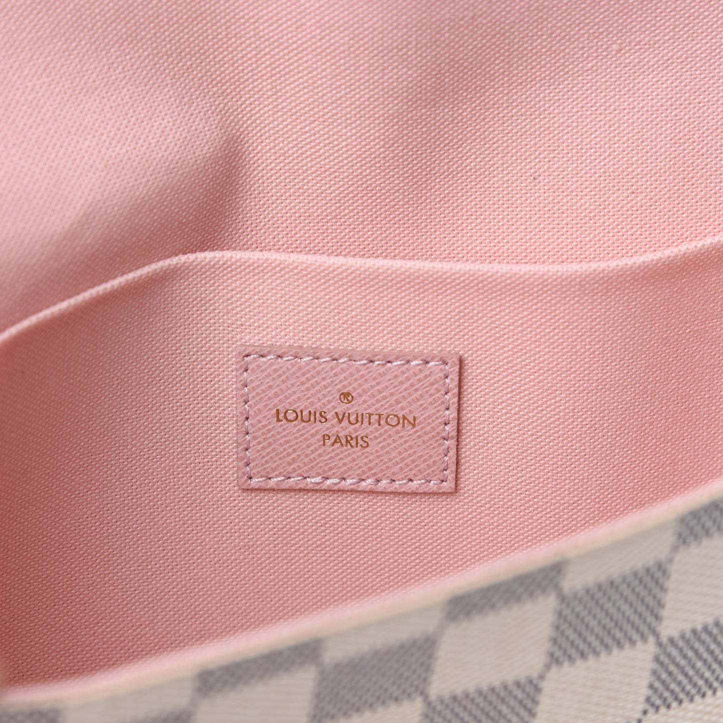 Damier Azur Pochette Felicie Chain Wallet Rose Ballerine