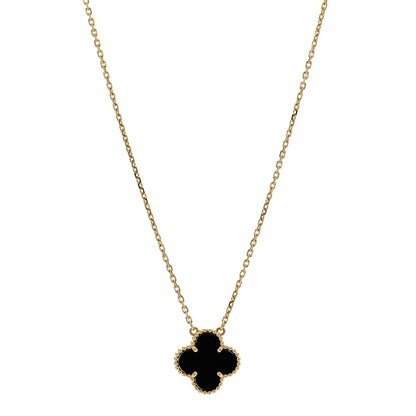 Van Cleef & Arpels 18K Yellow Gold Black Onyx Vintage Alhambra Pendant Necklace 1 of 6