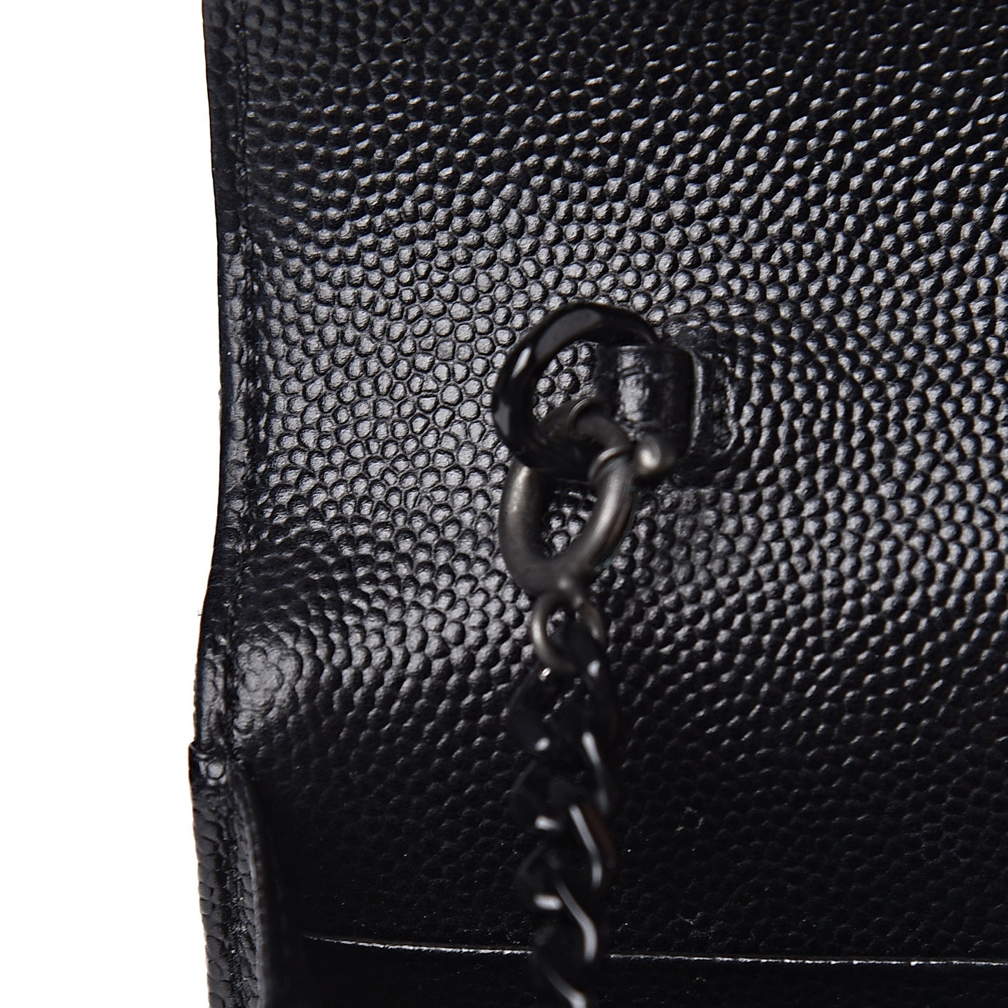 Grain De Poudre Matelasse Chevron Monogram Envelope Chain Wallet Black