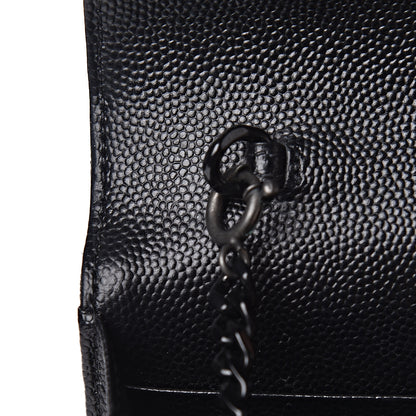 Saint Laurent Grain De Poudre Matelasse Chevron Monogram Envelope Chain Wallet Black 8 of 16