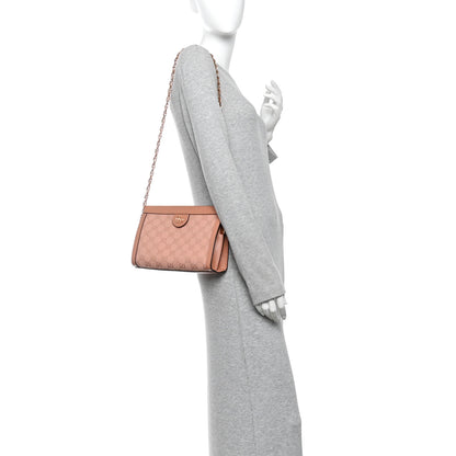 Gucci Monogram Textured Dollar Calfskin Small Ophidia Chain Shoulder Bag Cloche Rose Pink 2 of 10