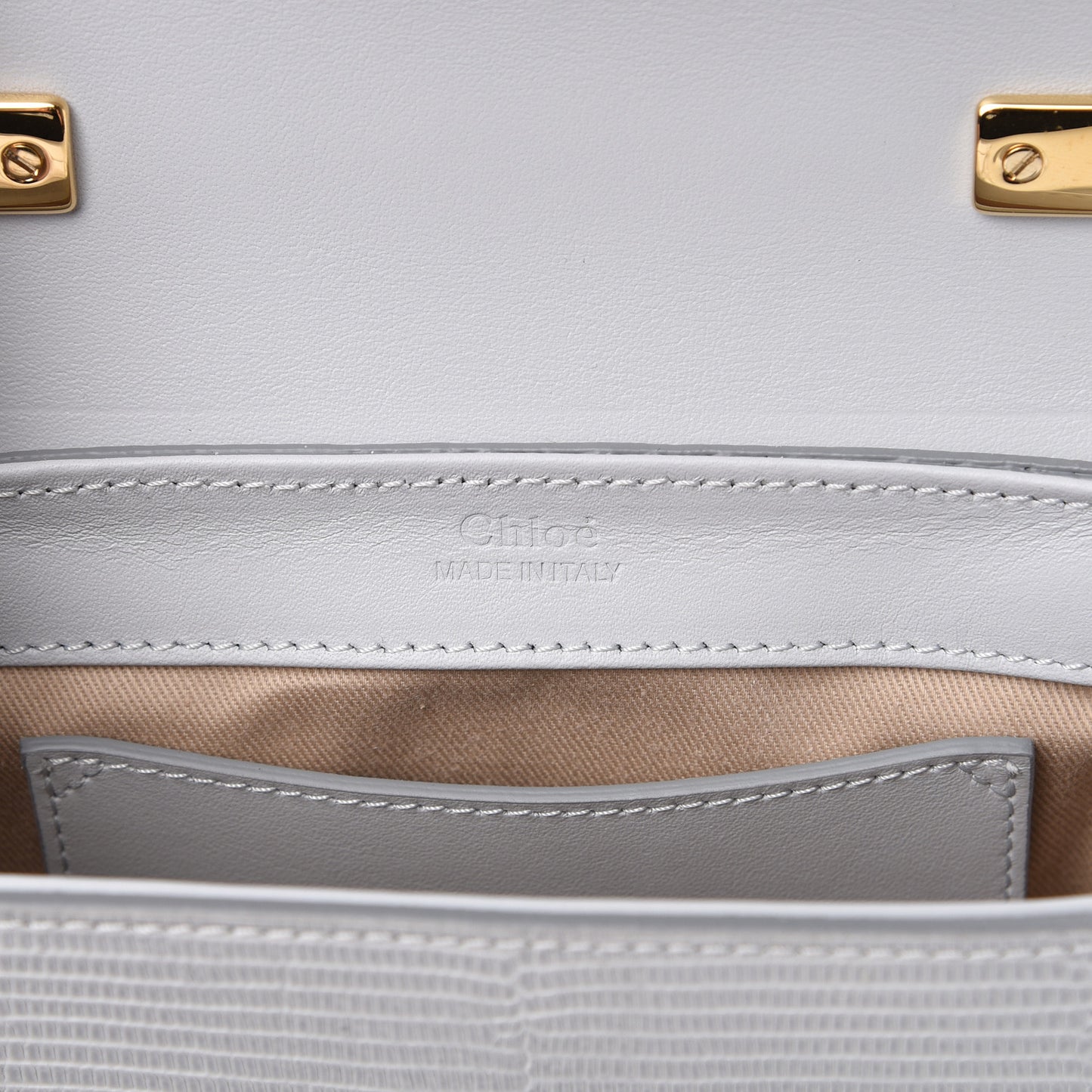 Calfskin Lizard Embossed Mini C Double Carry Light Cloud