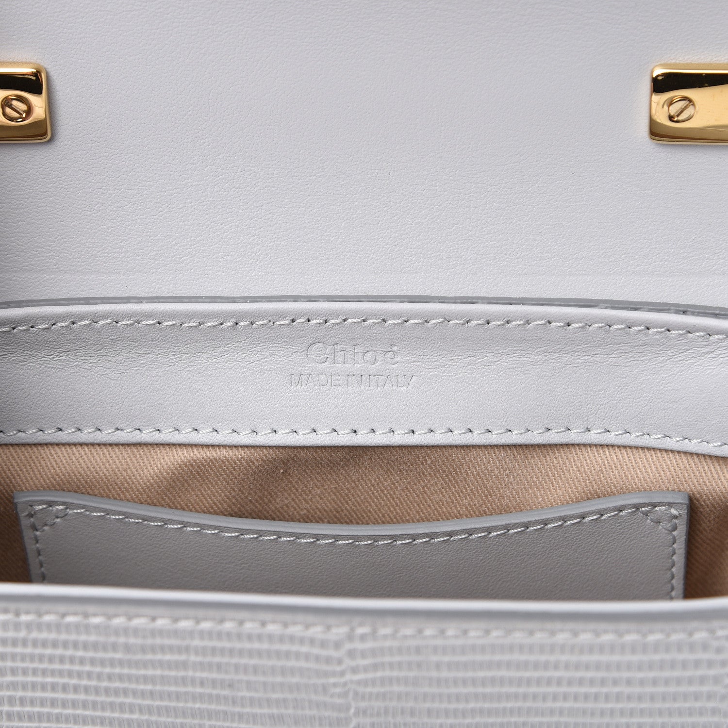 Chloe Calfskin Lizard Embossed Mini C Double Carry Light Cloud 5 of 10