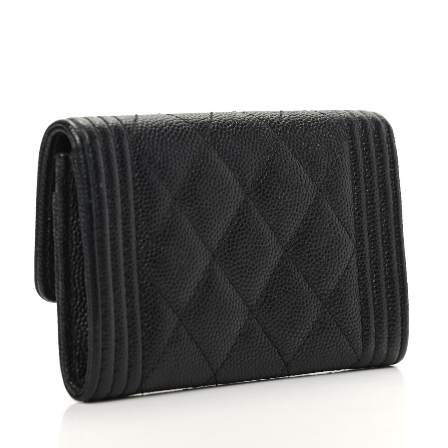 Caviar Quilted Boy Flap Card Holder Black