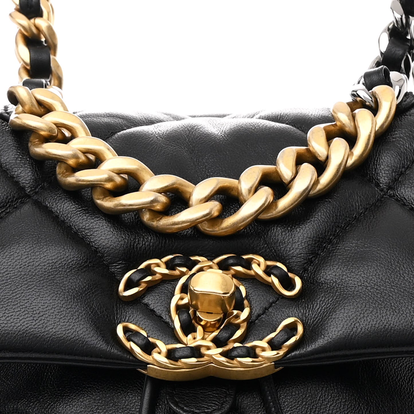 Lambskin Quilted Chanel 19 Backpack Black