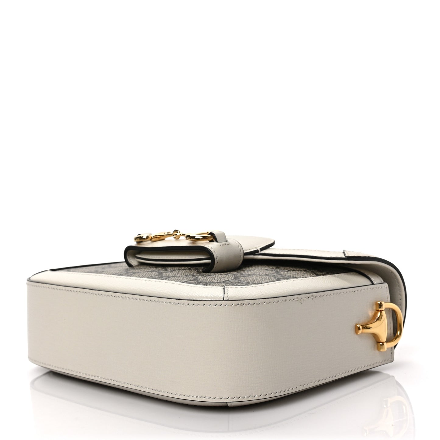 GG Supreme Monogram Web Mini Horsebit 1955 Shoulder Bag Beige Mystic White
