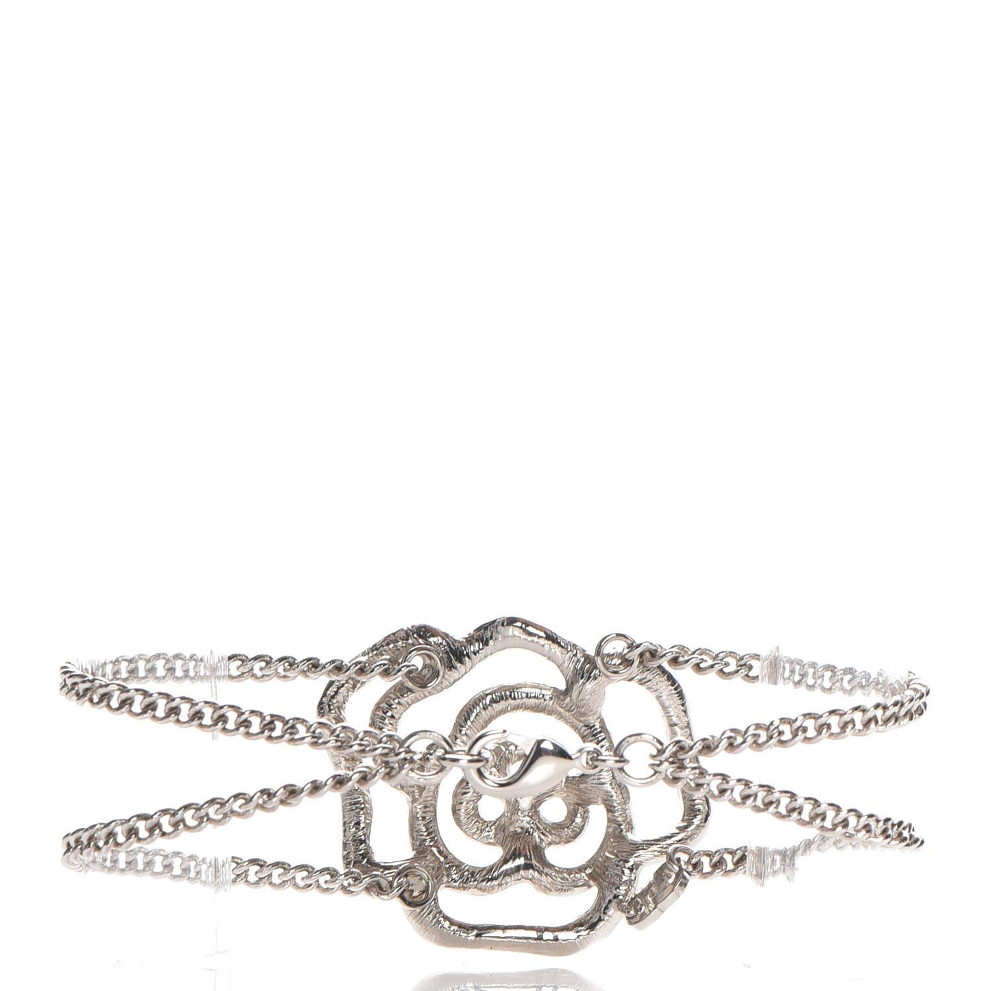 Swarovski Crystal Chain Camellia CC Bracelet Silver