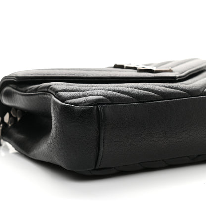 Saint Laurent Sheepskin Matelasse Chevron Monogram Medium College Bag Black 8 of 10
