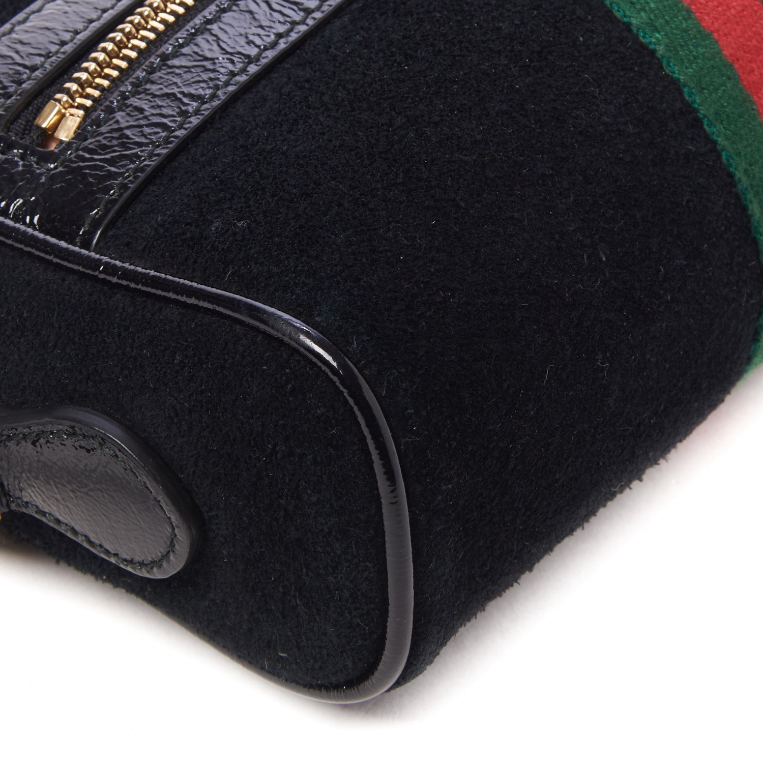 Gucci Suede Patent Web Mini Ophidia Shoulder Bag Black 6 of 9