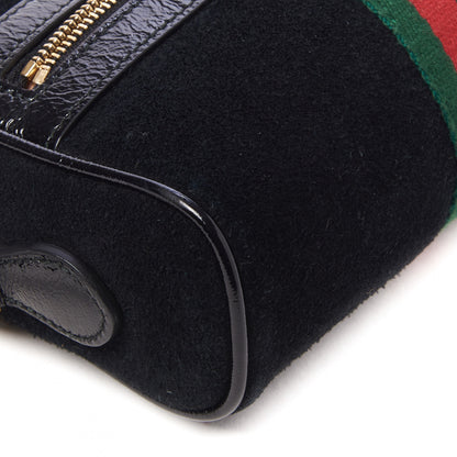 Gucci Suede Patent Web Mini Ophidia Shoulder Bag Black 6 of 9
