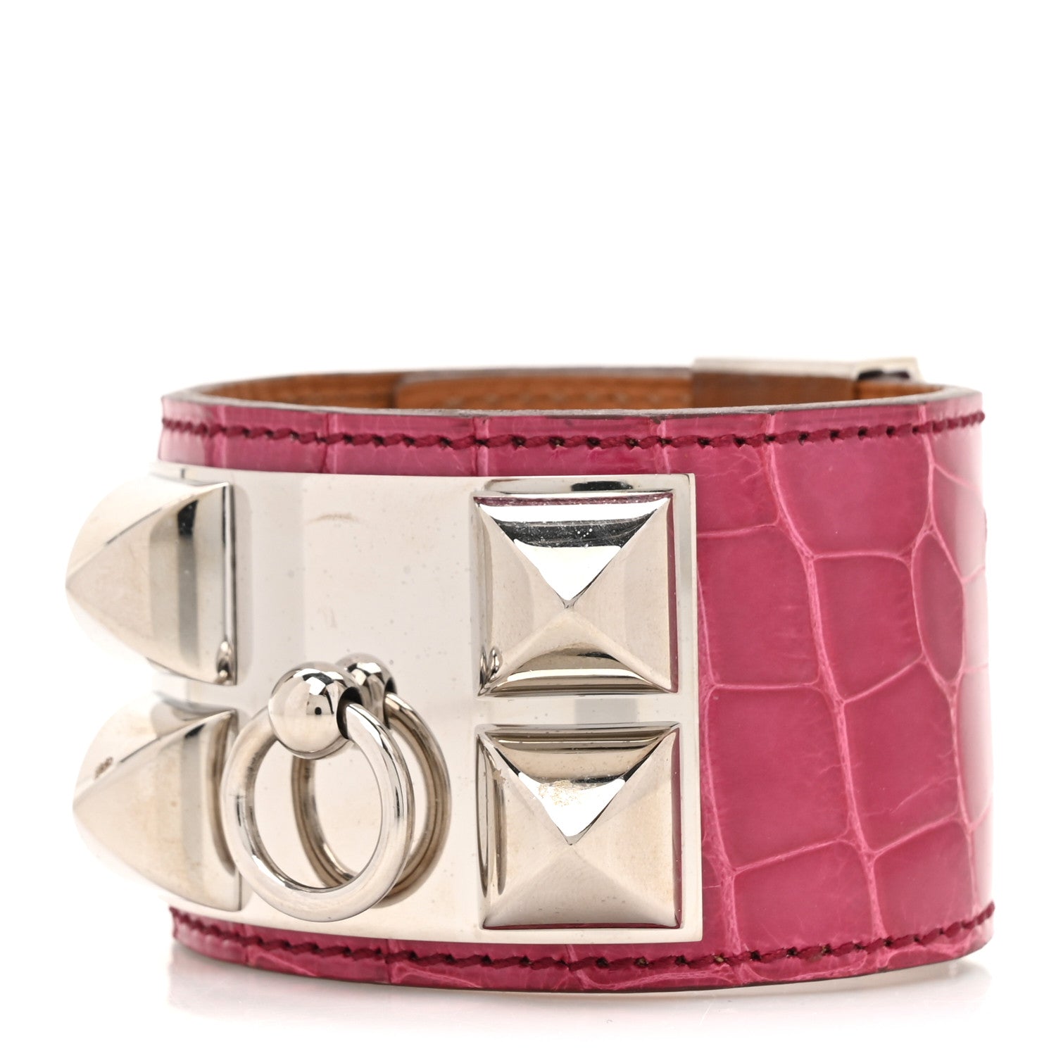 Hermes Shiny Alligator Collier De Chien CDC Bracelet S Fuchsia 1 of 6