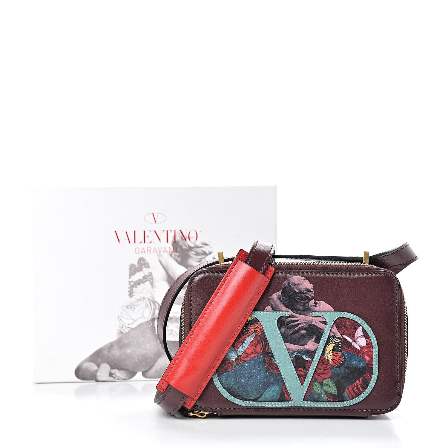 Valentino Garavani X UNDERCOVER Smooth Calfskin Graphic Print VSling Crossbody Bag Rubin 10 of 10