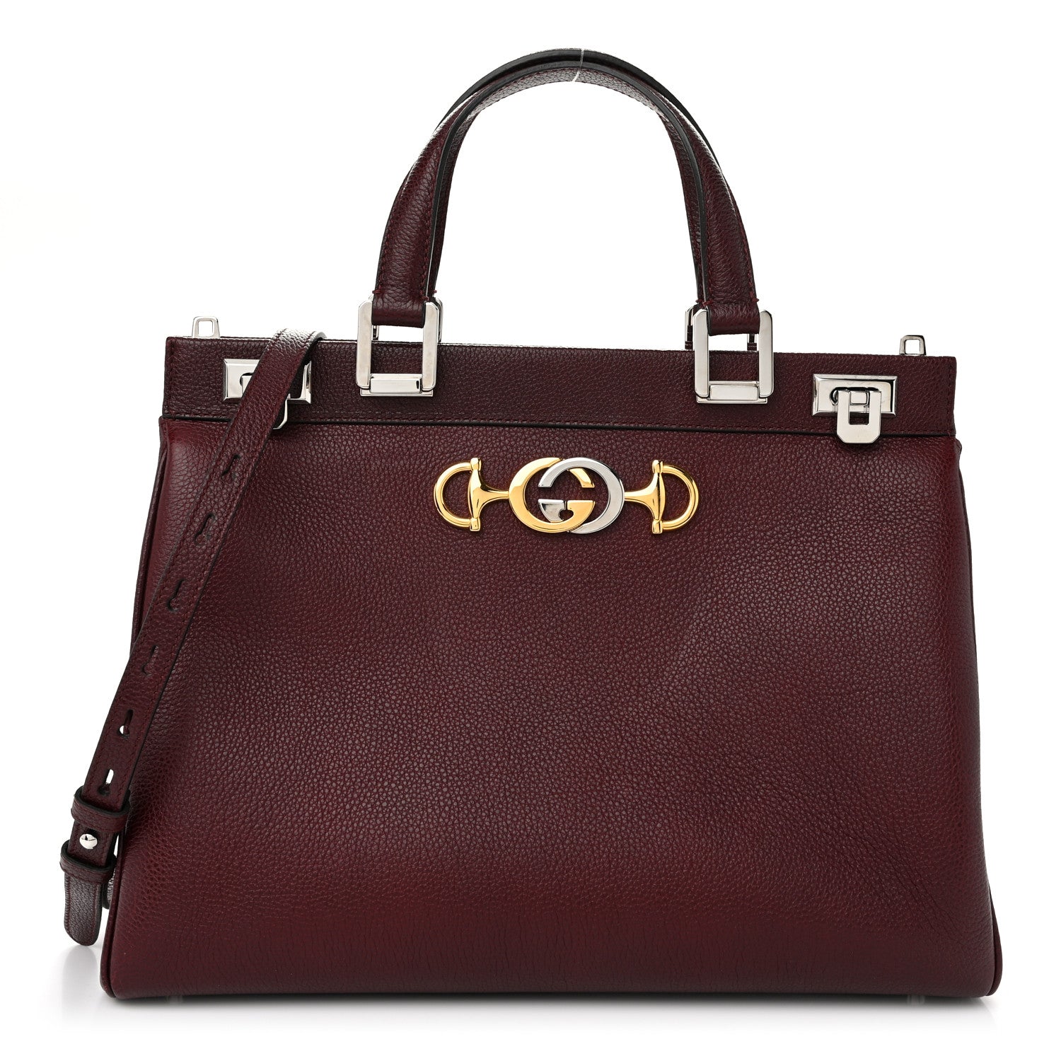Gucci Grainy Calfskin Medium Zumi Top Handle Bag Vintage Bordeaux 1 of 12