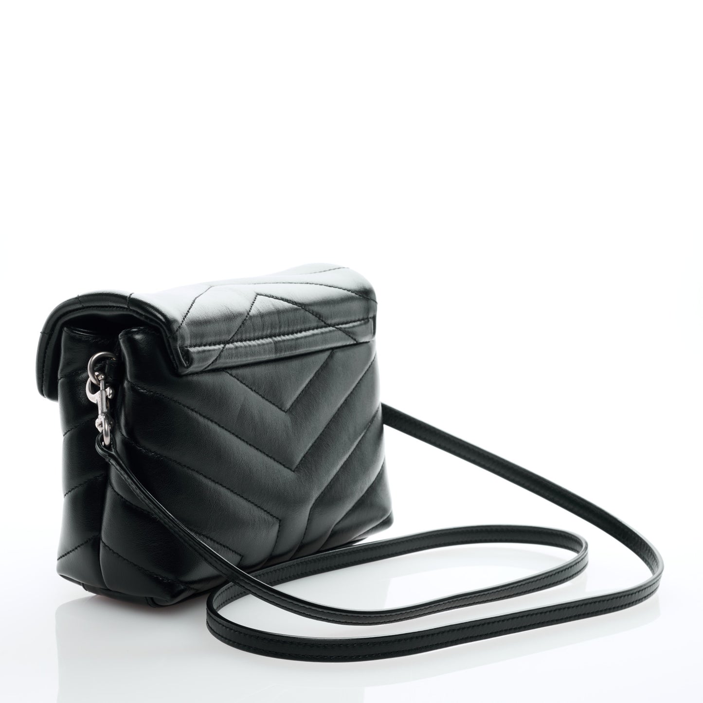 Calfskin Y Quilted Monogram Toy Loulou Crossbody Bag Black