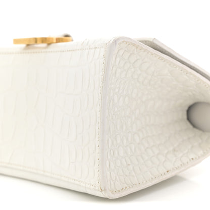 Balenciaga Calfskin Crocodile Embossed Small Hourglass Top Handle Bag White 10 of 15