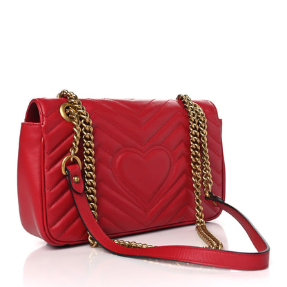 Gucci Calfskin Matelasse Small GG Marmont Shoulder Bag Hibiscus Red 3 of 10