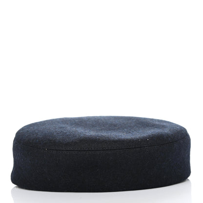 Hermes Broadcloth Newton Calfskin Dani Cap 56 Marine Black 3 of 4
