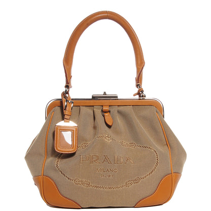Prada Jacquard Logo Frame Shoulder Bag Corda Cuoio 1 of 10