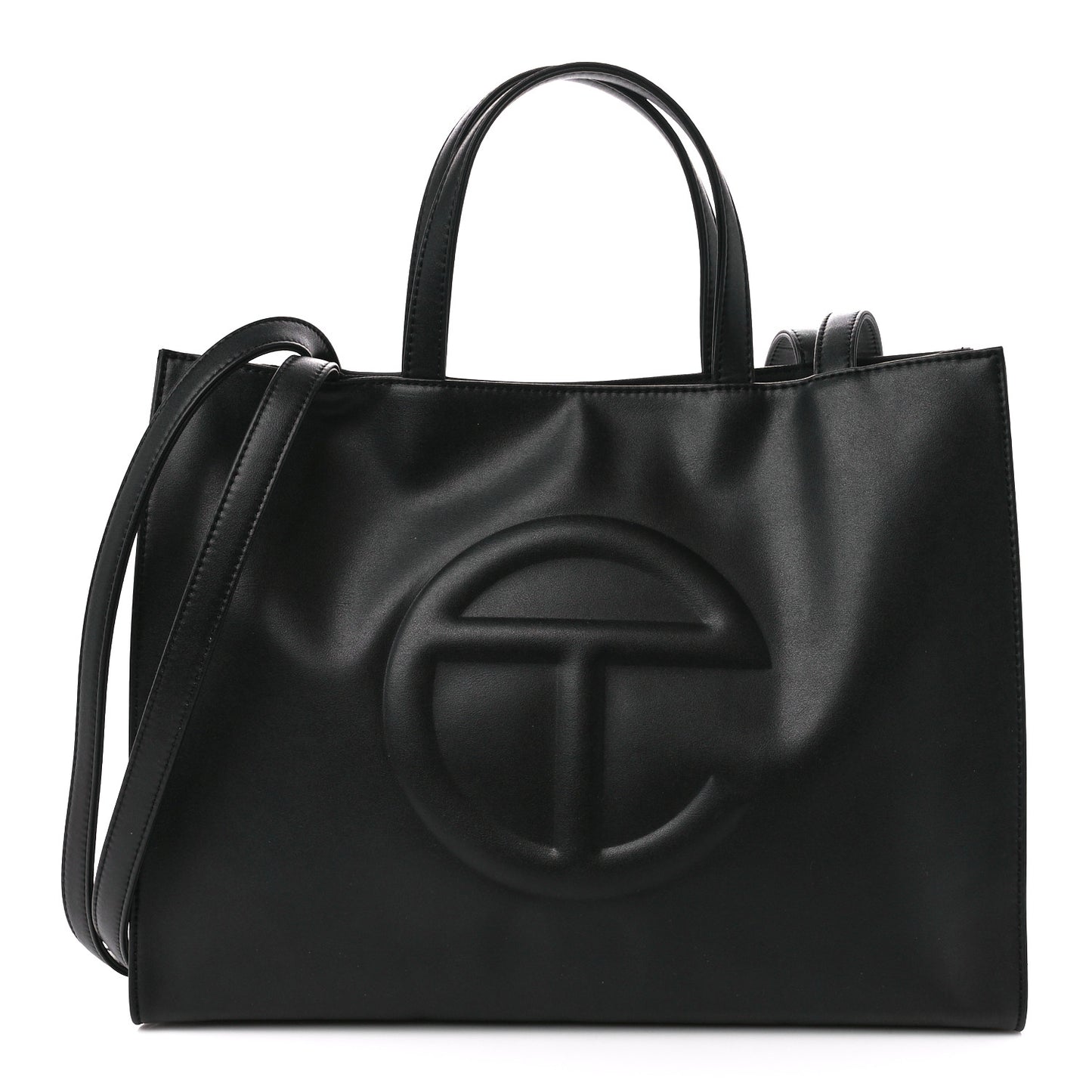Vegan Leather Medium Shopping Bag Black